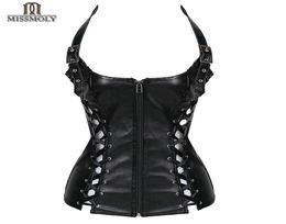 Miss Moly New Steampunk Steel Boned Lace up Back Sexy Body Bustier Overbust Corset Women Waist Cincher Corsets Black Ps Size6132871