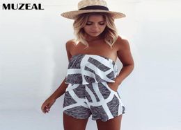 MUZEAL Summer Sexy Strapless Jumpsuits Backless Sleeveless Peplum Woman Sexy Rompers Night Club Young Girls Mini Overalls 178981973