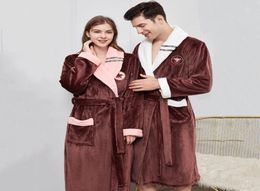 Women039s Sleepwear Winter Warm Lovers Kimono Bathrobe Lady Men Lengthen And Thicken Robe Flannel Casual Nightdress Homewear PL5449550