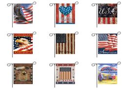 9 Color American Garden Flag Colorful Print Flag Banner Happy American Linen Fabric Garden Flag Garden Decoration 300pcs T1I25194507988