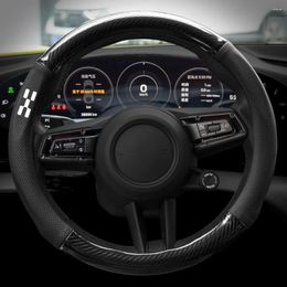 Steering Wheel Covers Car Cover 38cm 15" Carbon Fibre Leather Non-slip Auto Interior Accessories For Aiways U5 U6 2024 Pro