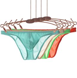 New Ice Silk Ultrathin Transparent Sexy Briefs Men Seamless Breathable Panties Pouch Bikini Underwear Jockstrap8002431