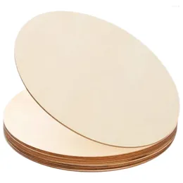 Decorative Flowers 10Pcs Unfinished Wooden Cutout Graffiti Round Wood Slices Blank Discs