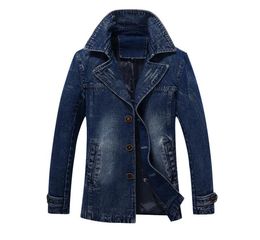 Men Denim Jacket Trench Coat Fashion High Quality Plus Size Casual Denim Trench Coat Men Outwear 4XL Spring Autumn3732641