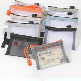 Storage Bags Mini Transparent Nylon Mesh Card Bag Credit ID Organiser Portable Coin Purse Lipstick Earphone Data Line Key