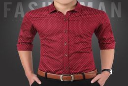 Men039s Long Sleeve Casual Slim Fit Button Down Polka Dot Formal Dress Shirts Men Male Clothing 1307061