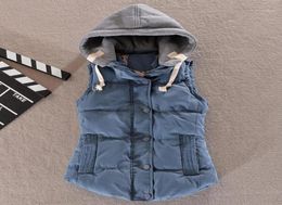 2020 new Women Winter Cotton Padded Hooded Gilet Vest Zipper Sleeveless Waistcoat Jacket Vests Women039s Waistcoat with Pockets4489734