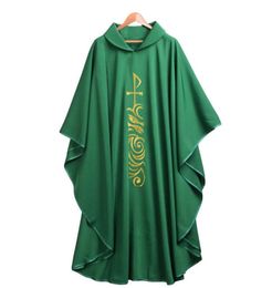Holy Religion Clergy Green Catholic Church Robe Priest Chasuble Celebrant Roll Collar Vestments Cosplay Costumes 3 Styles5165762
