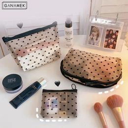 Storage Bags 1Pcs Nylon Zipper Make Up Fashion Dot Transparent Mesh Cosmetic Bag Women Travel Toiletry Wash Makeup Case
