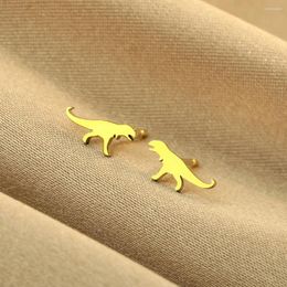 Stud Earrings CHENGXUN Stainless Steel Tiny Tyrannosaurus Studs Hand Cut Dinosaur Silhouette Earring For Men And Women