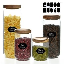 Storage Bottles Of 4 Glass Jars With Wooden Lids Food Canister For Serving Tea Coffee Spice Candy Cookie Kitchen Organ