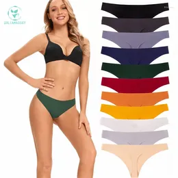 Women's Panties 3PCS One-piece Seamless Exercise Yoga Thread Pure Cotton Crotch Low Waist Ice Silk Thong