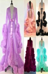 Fashion Gown Mesh Fur Babydolls Sleep Wear Sexy Women Lingerie Sleepwear Lace Robe Night Dress Nightgrown Robes3943426