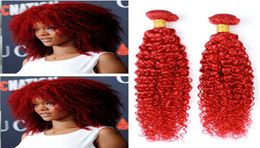 Brazilian Kinky Curly Hair Red 99J Burgundy Wet And Wavy Human Hair Extension Cheap Brazilian Curly Virgin Hair Red 3 Bundles1416317