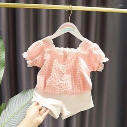 Clothing Sets Summer Baby Girls Set Toddler Fashionable Plaid Shirt Shorts Princess Cute Suit 2Pcs Infant Clothes