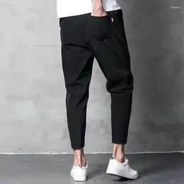 Men's Pants Summer Loose Fashion Solid Colour Pockets Men Korean Trend Slim-fit Stretch Street Casual Black Versatile Trousers Z296