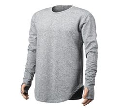 Mens Hip Hop T Shirt full Long Sleeve TShirt With Thumb Hole Cuffs Tees shirts Curve Hem Men Street Wear Tops2866981