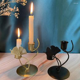 Candle Holders Metal Holder Modern Ginkgo Leaf Tea Light Candlestick Table Decoration For Home Centrepiece Party