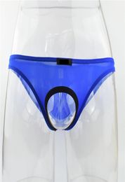 Underwear Men Briefs Open Front Underpants Penis Hole Pouch Ice Silk Panties For Men Slip Bulge Male Sexy Underwear1869331