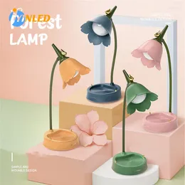 Table Lamps Flower LED Desk Lamp Student Bedroom Room Lighting Touch Reading Eye Protection Multi-function Light