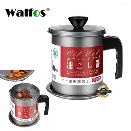 Pans Walfos 1.4L Stainless Steel Lard Tank Oil Filter Pot Large Capacity Separator Storage Kitchen Tools Bottle