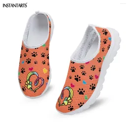 Casual Shoes INSTANTARTS Lightweight Slip-on Mesh Sneakers For Women Cute Dog Love Pattern Ladies Flat Breathable Loafers Zapatos