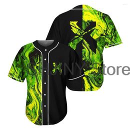 Men's T Shirts Excision Acid Green Toxic Rave Baseball Jersey EDM Festivals 2024 V-Neck Short Sleeve Women Men Streetwear Tops