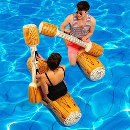 Sand Play Water Fun 4 pieces/set of swimming pool floating toys innovative water sports games logs wooden rafts inflatable double shot log sticks for parties Q240517