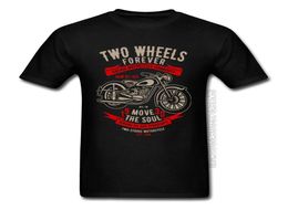 Vintage Motorcycle Community Cycle Black T Shirt Two Wheels Forever Motobike Move The Soul Rider Tshirts Father Day Male1309028