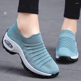 Casual Shoes Women Mesh Breathable Wedges Sneakers Round Toe Thick Bottom Anti-slip Large Size Slip On Loafers Zapato Mujer