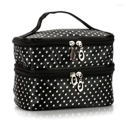 Storage Bags Wave Point Handbag Double Dot Makeup Cosmetic And Cases Case Organizer Bag Travel Portable