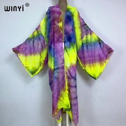 Fashion Beach Cover Ups For Swimwear Women Tie Dye Kimono Swimsuit Cape Summer Dress 2024 Beachwear Outfits Sales