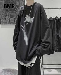 Fall Long Sleeve TShirt Fashion Loose Ulzzang Print Tops Hip Hop Oversized T Shirts Men Clothing Korean Style Clothes 2201244875474