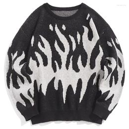 Men's Sweaters Men Knitted Gothic Vintage Pullover Patchwork Graphic O-neck Loose Oversized Harajuku Sweater 2024 Autumn Y2k Hip Hop