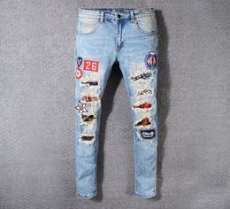 2019 men Holes Jeans Men Personalised Stylish Popular Holes Jeans Motorcycle Jeans Denim Pants Trousers8902771
