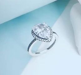 Big CZ diamond Wedding RING High quality 925 Sterling Silver for Sparkling Teardrop Halo Ring with Original box Women Jewelry5438760