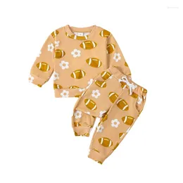 Clothing Sets 2024 3-24M Baby Girls Tracksuit Long Sleeve Floral Print Sweatshirt Drawstring Casual Pants Toddler 2pcs