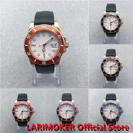 Wristwatches LARIMOKER Leisure Fashion 40mm Rose Gold Watch Case Automatic Men's Japan 24 Jewels NH35 PT5000 Miyota8215 Rubber Band