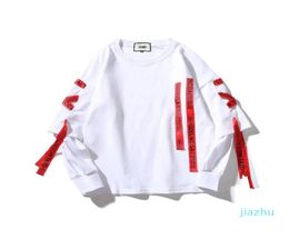 Yellow And Red Ribbons Tag Hoodies Sweatshirts White For Men Letter Off Male Black Casual Hip Hop Sport Boy2181004