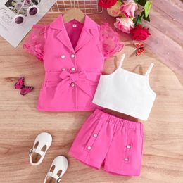 Clothing Sets 3pcs Baby Girls Set Kid Formal Top Short Straps Suit Performance Stage Dance Wear Costume Clothes