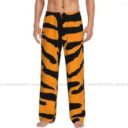 Men's Sleepwear Mens Casual Pajama Long Pant Loose Elastic Waistband Tiger Skin Texture Cozy Home Lounge Pants