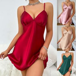 Summer new simulation silk suspender skirt, ice silk sexy dress, women's home casual and comfortable short sleepwear