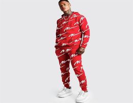 Brand Mens Casual Tracksuit Two Pieces Sports Hoodie and Sweatpants Set Fashion Print Outfits for Men Clothing Joggers 2110291929567