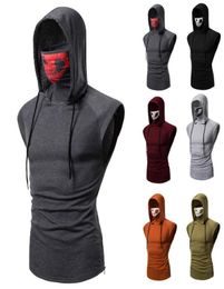 New Fitness Men Bodybuilding Tank Tops Sleeveless Hoodies Vests Gyms Clothing with Cap Shirts Fashion Workout Clothes1622802