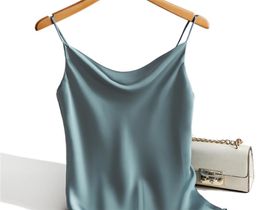 Satin Silk Tank Tops Female Summer Sexy Strap Basic Spaghetti Strap Tops Women Sleeveless Camisole Camis Vest Black White 2104011987656