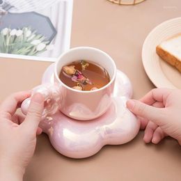 Mugs Ceramic Coffee Cups And Exquisite Saucers Set Girls' High-value Cherry Blossom Are Luxurious Luxurious.