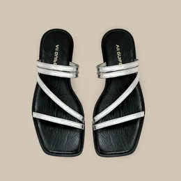 Casual Shoes Women's Low Heel Sandals Strappy Slip On Open Toe Slide