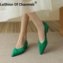 Casual Shoes LeShion Of Chanmeb Soft Kid Suede Flat Women Slip-ons Black Green Flats Lady 2024 Spring Daily Comfortable Footwear 42
