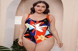 Womens Plus Size Swimwear fashion swimsuit swimwear swim beachwear Siamese Multicolor onepiece printing no Bra underwire support3724575