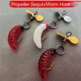 Baits Lures 5 pieces/box propeller worm fishing bait rotating bait rotating blade sequin biomimetic baitQ240517